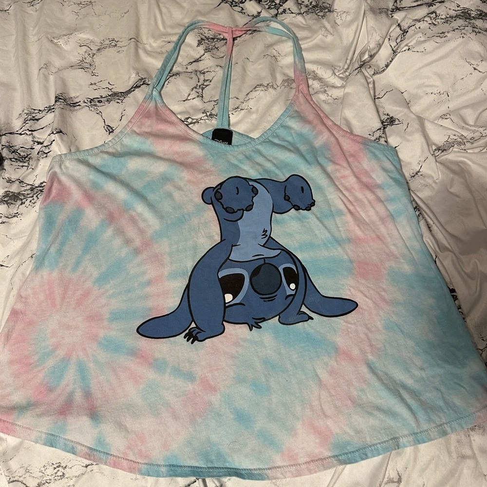 Stitch Tank Top tie dye pink and blue from hot topic size L racerback